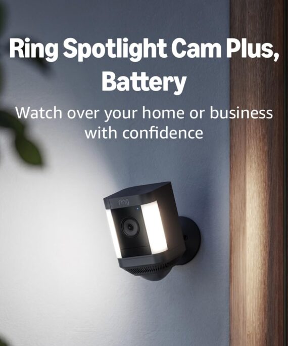 Ring Spotlight Cam Plus, Battery | Home or business security with HD video, Two-Way Talk, Color Night Vision, and Security Siren (2022 release) - White