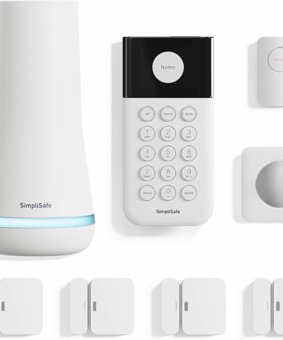 SimpliSafe 8 Piece Wireless Home Security System - Optional 24/7 Professional Monitoring - No Contract - Compatible with Alexa and Google Assistant , White